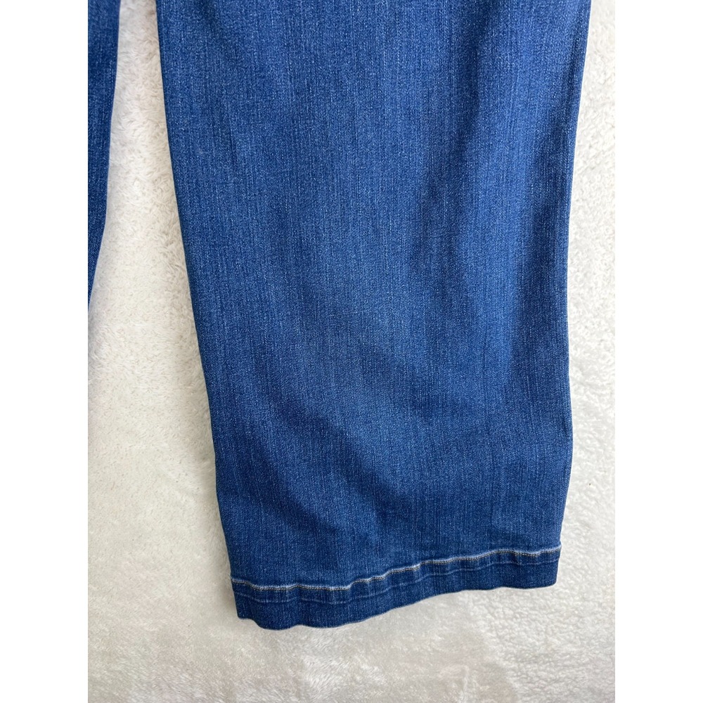 Vintage Spanx Wide Leg Jeans Womens L Indigo Blue Denim Seamed Front Pull On - Picture 4 of 14